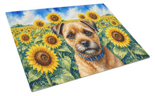 Load image into Gallery viewer, Border Terrier in Sunflowers Cutting Board Tempered Glass Kitchen Cutting Surface, Heat Resistant Chopping Board with Non-Slip Feet, Decorative Food Prep &amp; Serving