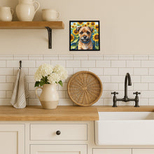Load image into Gallery viewer, Border Terrier in Sunflowers Framed Metal Print