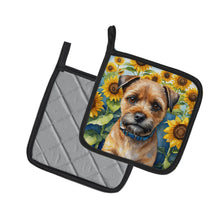 Load image into Gallery viewer, Border Terrier in Sunflowers Pot Holders - Set of 2 Decorative Kitchen Helpers | Made in the USA