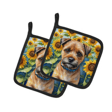Load image into Gallery viewer, Border Terrier in Sunflowers Pot Holders - Set of 2 Decorative Kitchen Helpers | Made in the USA