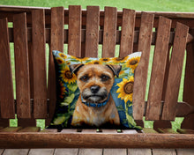 Load image into Gallery viewer, Border Terrier in Sunflowers Throw Pillow - 14x14 Decorative Pillow – Art for Your Home &amp; Patio
