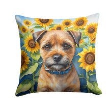 Load image into Gallery viewer, Border Terrier in Sunflowers Throw Pillow - 14x14 Decorative Pillow – Art for Your Home &amp; Patio