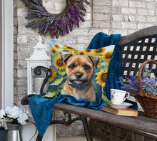 Load image into Gallery viewer, Border Terrier in Sunflowers Throw Pillow