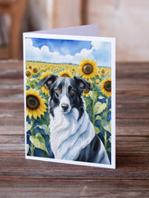 Load image into Gallery viewer, Borzoi in Sunflowers Greeting Cards - Blank Note Cards – 8-Pack of Artist-Designed Cards with Envelopes