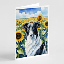 Load image into Gallery viewer, Borzoi in Sunflowers Greeting Cards - Blank Note Cards – 8-Pack of Artist-Designed Cards with Envelopes