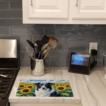 Load image into Gallery viewer, Borzoi in Sunflowers Cutting Board Tempered Glass Kitchen Cutting Surface, Heat Resistant Chopping Board with Non-Slip Feet, Decorative Food Prep &amp; Serving