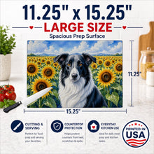 Load image into Gallery viewer, Borzoi in Sunflowers Cutting Board Tempered Glass Kitchen Cutting Surface, Heat Resistant Chopping Board with Non-Slip Feet, Decorative Food Prep &amp; Serving