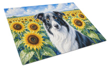 Load image into Gallery viewer, Borzoi in Sunflowers Cutting Board Tempered Glass Kitchen Cutting Surface, Heat Resistant Chopping Board with Non-Slip Feet, Decorative Food Prep &amp; Serving