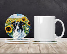 Load image into Gallery viewer, Borzoi in Sunflowers Large Sandstone Coasters Pack of 4
