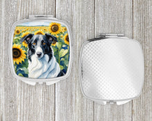 Load image into Gallery viewer, Borzoi in Sunflowers Compact Mirror – Stylish Purse Mirror with Artistic Covers