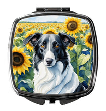Load image into Gallery viewer, Borzoi in Sunflowers Compact Mirror – Stylish Purse Mirror with Artistic Covers