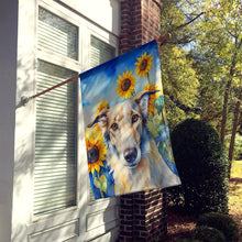 Load image into Gallery viewer, Borzoi in Sunflowers House Flag