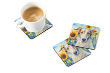 Load image into Gallery viewer, Borzoi in Sunflowers Coasters - Set of 4 Lightweight Foam, Absorbent Drink Coasters