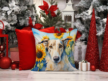 Load image into Gallery viewer, Borzoi in Sunflowers Throw Pillow - 14x14 Decorative Pillow – Art for Your Home &amp; Patio