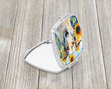 Load image into Gallery viewer, Borzoi in Sunflowers Compact Mirror – Stylish Purse Mirror with Artistic Covers