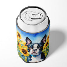 Load image into Gallery viewer, Boston Terrier in Sunflowers Can or Bottle Hugger