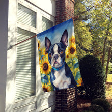 Load image into Gallery viewer, Boston Terrier in Sunflowers House Flag