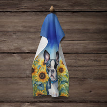 Load image into Gallery viewer, Boston Terrier in Sunflowers Kitchen Towel