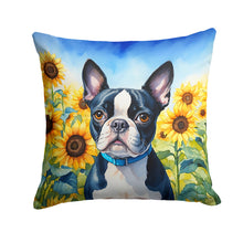 Load image into Gallery viewer, Boston Terrier in Sunflowers Throw Pillow