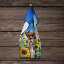 Load image into Gallery viewer, Boxer in Sunflowers Kitchen Towel