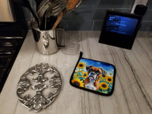 Load image into Gallery viewer, Boxer in Sunflowers Pot Holders - Set of 2 Decorative Kitchen Helpers | Made in the USA