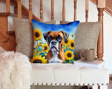 Load image into Gallery viewer, Boxer in Sunflowers Throw Pillow - 14x14 Decorative Pillow – Art for Your Home &amp; Patio