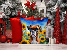 Load image into Gallery viewer, Boxer in Sunflowers Throw Pillow - 14x14 Decorative Pillow – Art for Your Home &amp; Patio