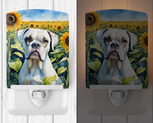 Load image into Gallery viewer, Boxer in Sunflowers Ceramic Night Light