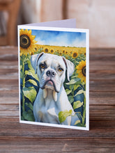 Load image into Gallery viewer, Boxer in Sunflowers Greeting Cards - Blank Note Cards – 8-Pack of Artist-Designed Cards with Envelopes