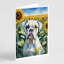 Load image into Gallery viewer, Boxer in Sunflowers Greeting Cards - Blank Note Cards – 8-Pack of Artist-Designed Cards with Envelopes