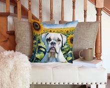 Load image into Gallery viewer, Boxer in Sunflowers Throw Pillow - 14x14 Decorative Pillow – Art for Your Home &amp; Patio