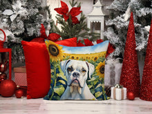 Load image into Gallery viewer, Boxer in Sunflowers Throw Pillow - 14x14 Decorative Pillow – Art for Your Home &amp; Patio