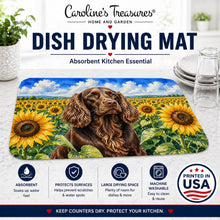 Load image into Gallery viewer, Boykin Spaniel in Sunflowers Dish Drying Mat Absorbent Dish Drying Mat Pad for Kitchen Counter Dish Drainer Mat for Countertop, 14 x 21", Multicolor