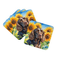 Load image into Gallery viewer, Boykin Spaniel in Sunflowers Coasters - Set of 4 Lightweight Foam, Absorbent Drink Coasters