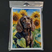 Load image into Gallery viewer, Boykin Spaniel in Sunflowers Greeting Cards - Blank Note Cards – 8-Pack of Artist-Designed Cards with Envelopes