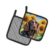 Load image into Gallery viewer, Boykin Spaniel in Sunflowers Pot Holders - Set of 2 Decorative Kitchen Helpers | Made in the USA