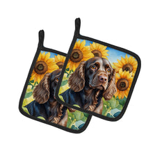 Load image into Gallery viewer, Boykin Spaniel in Sunflowers Pot Holders - Set of 2 Decorative Kitchen Helpers | Made in the USA