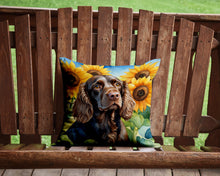 Load image into Gallery viewer, Boykin Spaniel in Sunflowers Throw Pillow - 14x14 Decorative Pillow – Art for Your Home &amp; Patio