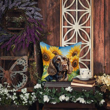 Load image into Gallery viewer, Boykin Spaniel in Sunflowers Throw Pillow - 14x14 Decorative Pillow – Art for Your Home &amp; Patio