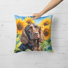 Load image into Gallery viewer, Boykin Spaniel in Sunflowers Throw Pillow