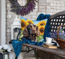 Load image into Gallery viewer, Boykin Spaniel in Sunflowers Throw Pillow