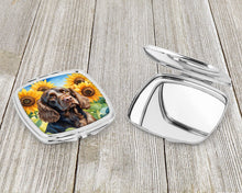 Load image into Gallery viewer, Boykin Spaniel in Sunflowers Compact Mirror – Stylish Purse Mirror with Artistic Covers