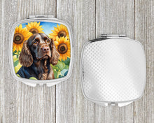 Load image into Gallery viewer, Boykin Spaniel in Sunflowers Compact Mirror – Stylish Purse Mirror with Artistic Covers