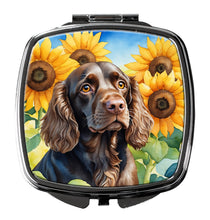 Load image into Gallery viewer, Boykin Spaniel in Sunflowers Compact Mirror – Stylish Purse Mirror with Artistic Covers