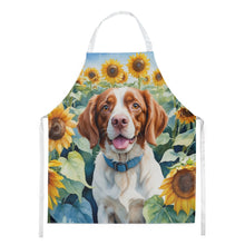 Load image into Gallery viewer, Brittany Spaniel in Sunflowers Apron – Artist-Designed Kitchen, BBQ &amp; Craft Apron