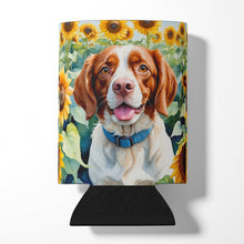 Load image into Gallery viewer, Brittany Spaniel in Sunflowers Can or Bottle Hugger