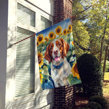 Load image into Gallery viewer, Brittany Spaniel in Sunflowers House Flag