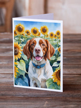 Load image into Gallery viewer, Brittany Spaniel in Sunflowers Greeting Cards - Blank Note Cards – 8-Pack of Artist-Designed Cards with Envelopes