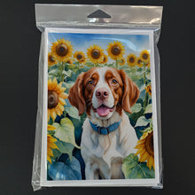 Load image into Gallery viewer, Brittany Spaniel in Sunflowers Greeting Cards - Blank Note Cards – 8-Pack of Artist-Designed Cards with Envelopes