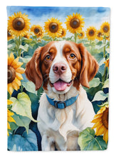 Load image into Gallery viewer, Brittany Spaniel in Sunflowers Garden Flag – Bright Dog-Themed Yard Decor